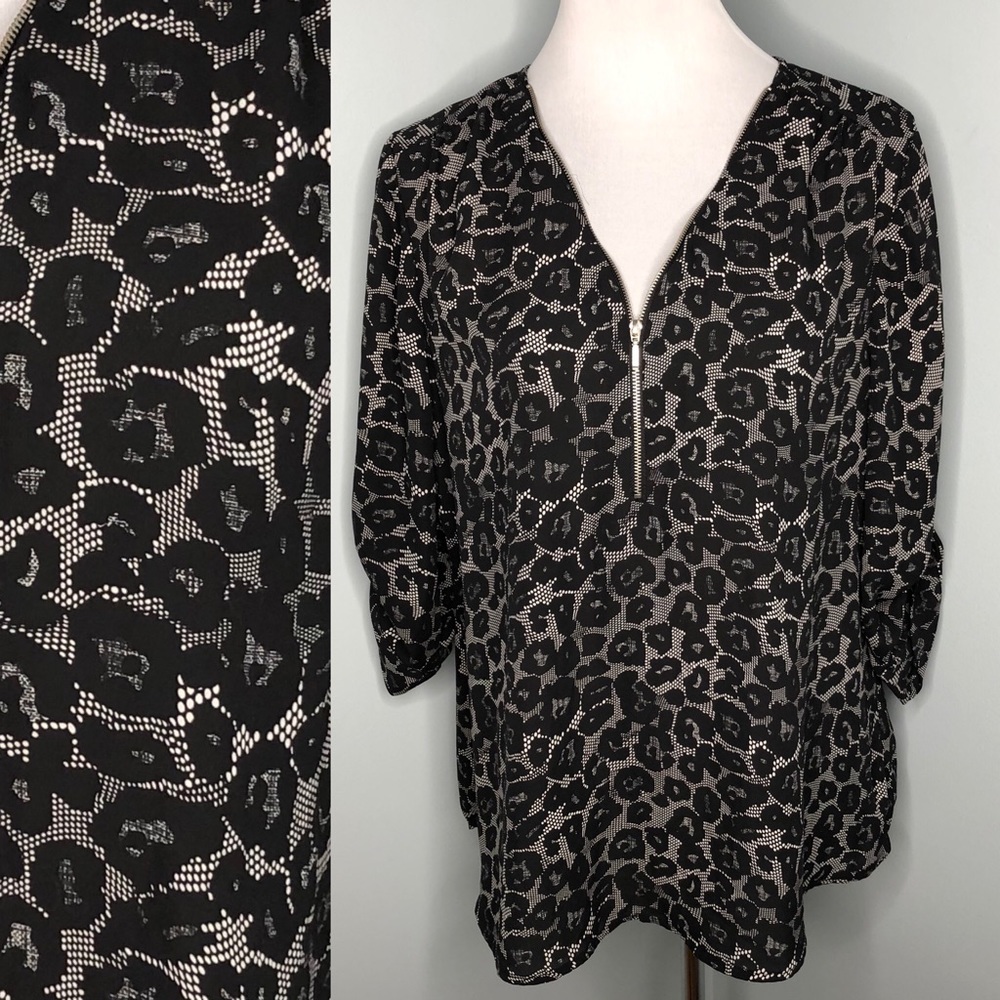 Suzy Shier Zippered Blouse